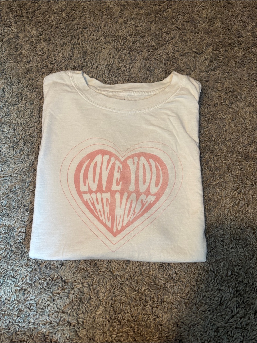 aerie White Short Sleeve Tee with Pink Heart 'LOVE YOU THE MOST' Graphic - Picture 5 of 5